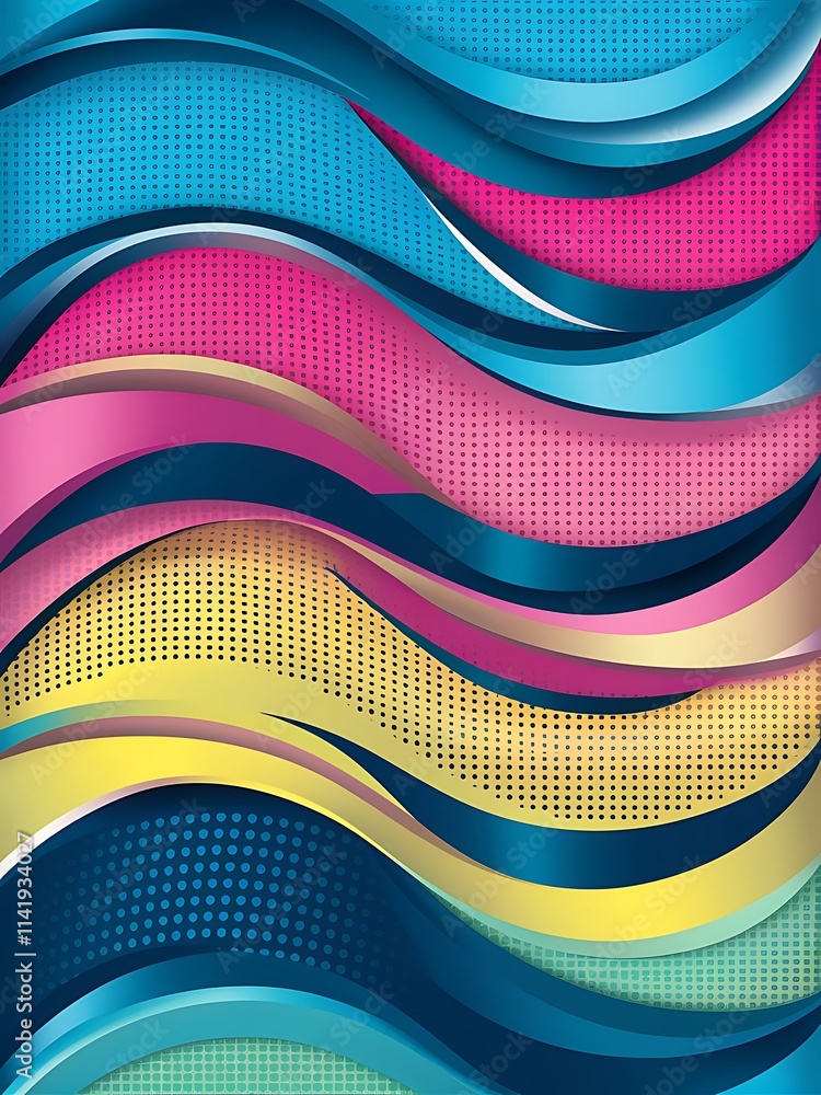 Aufkleber bright background color wave template presentation design with color line and dots