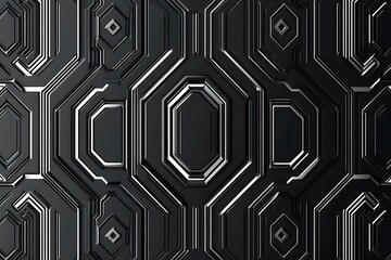 Close-up of a reflective metallic circuit board showcasing intricate patterns and electronic connections, symbolizing technology, innovation, and futuristic design.