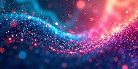 Abstract Shimmering Particles in Vibrant Hues, Flowing Dynamically Across a Dark Background