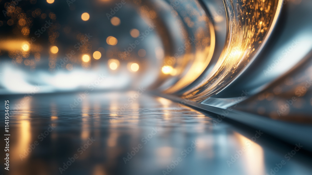 Poster abstract light reflections create a mesmerizing visual effect in a metallic environment