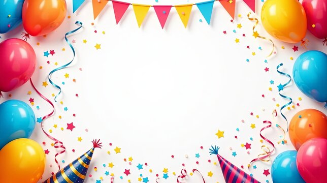 Joyful Celebration Festive Balloons, Streamers, and Confetti Frame a Blank Space for Your Message