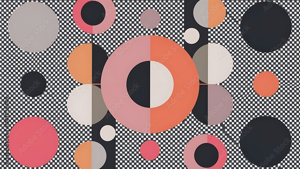 Poster circles and round shapes geometric minimal background transparent geometric shapes composition for w