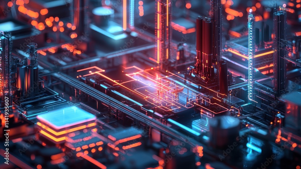 Poster smart factory using ai technology to monitor energy usage and optimize efficiency in industrial sett
