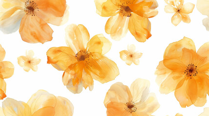 Discover a serene watercolor floral seamless pattern featuring soft pastel yellow flowers, perfect for beauty product packaging, fashion design, or home decor with a delicate, artistic touch.