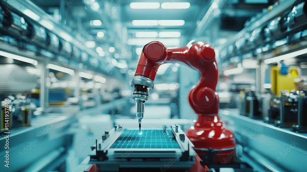 Poster technician using ai powered tools for predictive maintenance in a modern robotics environment