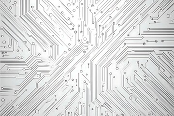 Close-up of a reflective metallic circuit board showcasing intricate patterns and electronic connections, symbolizing technology, innovation, and futuristic design.