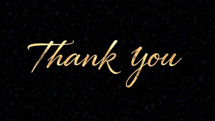 "Thank You" in gold script on a black background