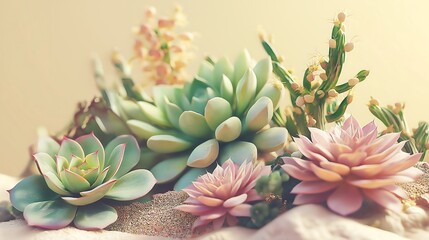 Colorful potted succulents