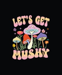Webmushroom t shirt design, illustration, bohemian vibe top, vintage groovy toy, funky graphic print