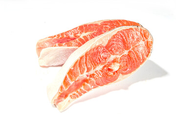 Raw salmon trout steaks