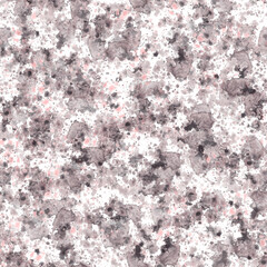 Watercolor abstract stroke, stains, spotted, pink, grey splashes seamless pattern. Hand drawn illustration. marble texture for fabric, wrapping paper, cover. Isolated from background clipart ornament