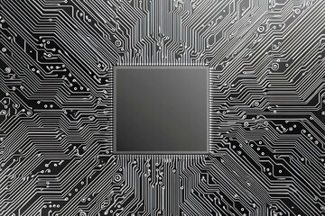 Close-up of a reflective metallic circuit board showcasing intricate patterns and electronic connections, symbolizing technology, innovation, and futuristic design.