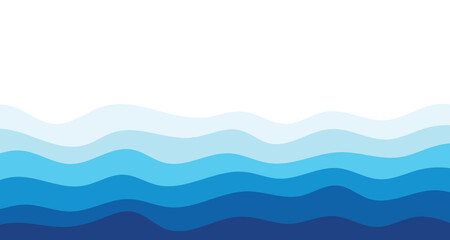 Sea waves. Blue river ocean wave layer vector background illustration