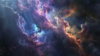 Fototapeta premium Vibrant Cosmic Nebula in Deep Space with Stars