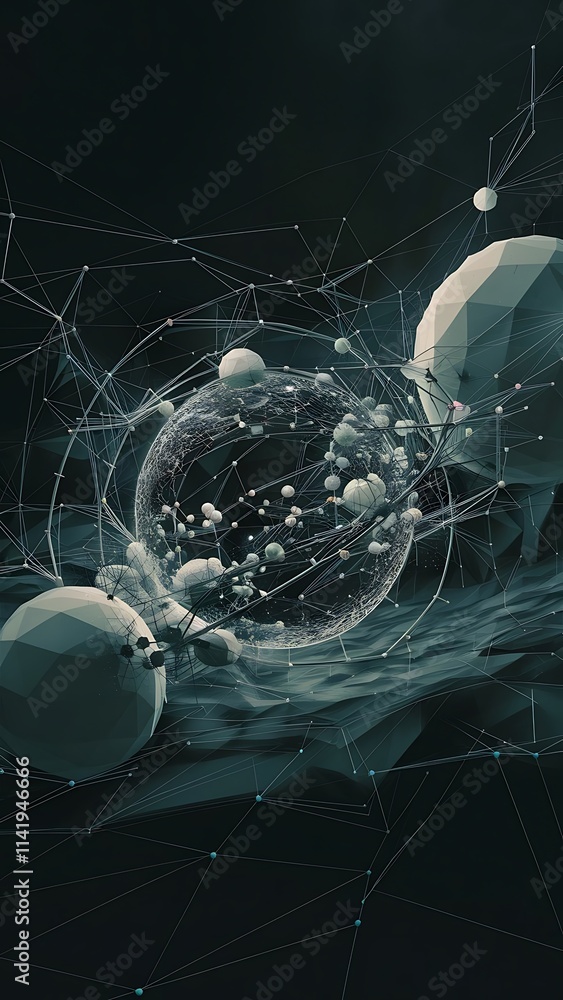 Poster abstract polygonal space low poly dark background with connecting dots and lines connection structur
