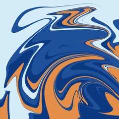 Blue-Orange Swirls, Refreshing Marbled Abstract