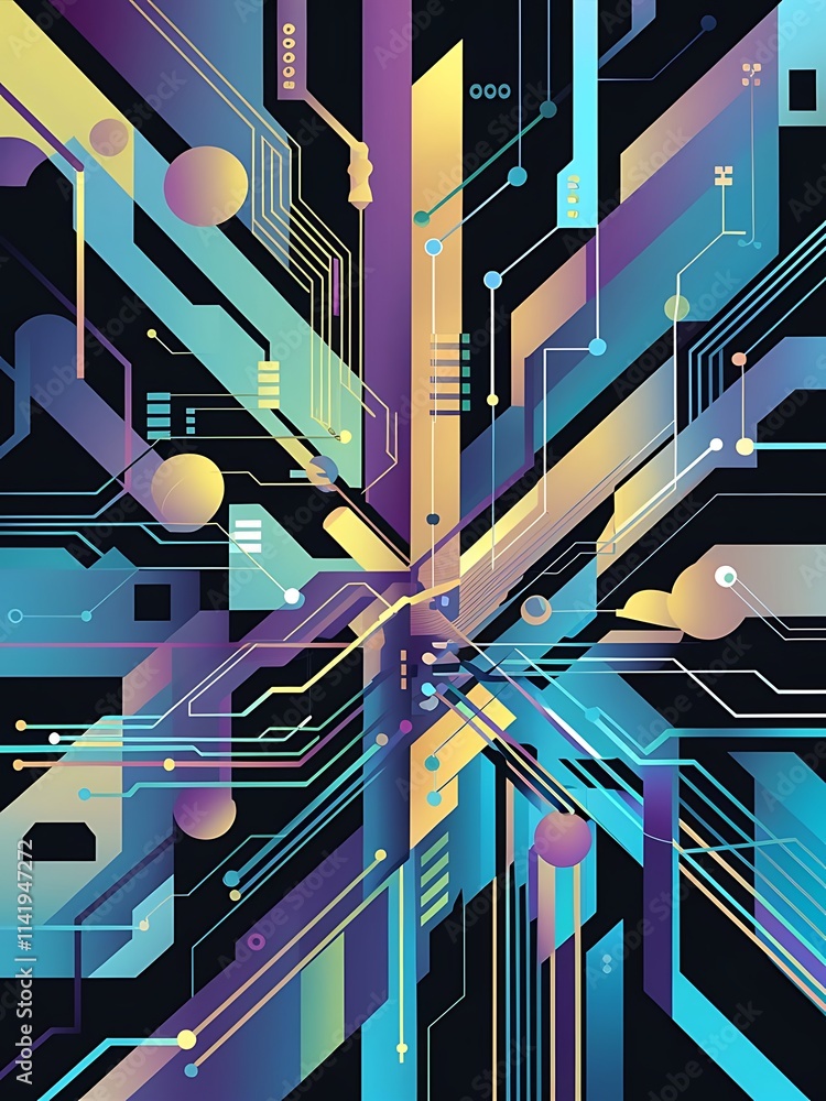 Poster abstract background with colorful geometric elements technology design