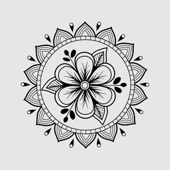 A black and white mandala flower vector illustration. Stunning decorative mandala icons and floral vectors.