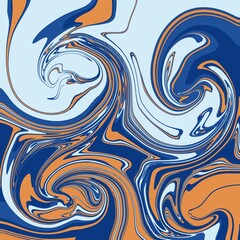 Blue-Orange Swirls, Refreshing Marbled Abstract
