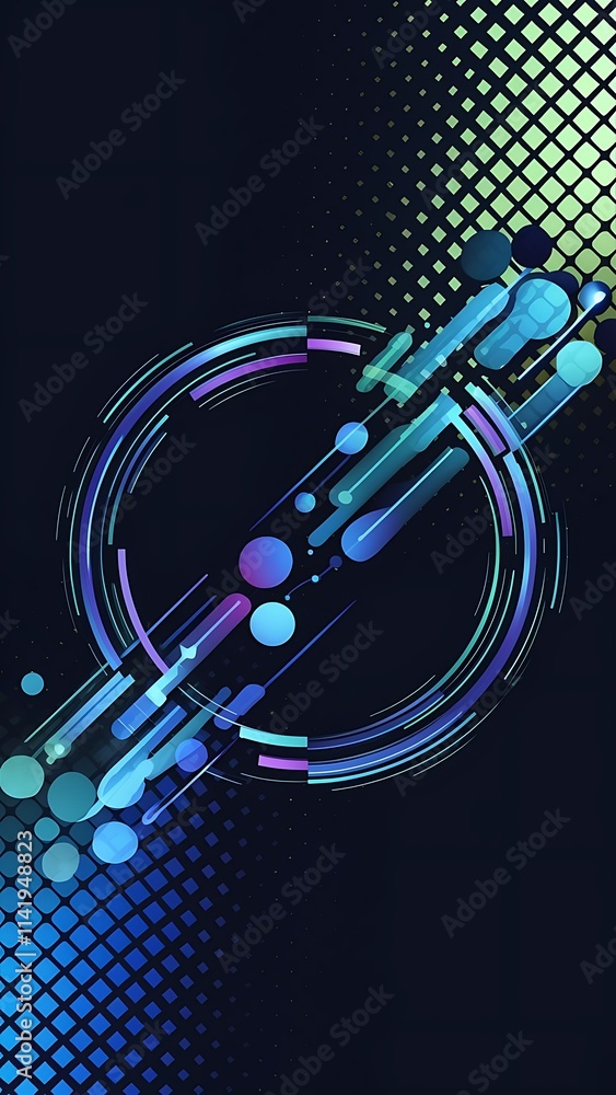 Poster circle line colorful halftone gradients background round for design elements in concept of technolog