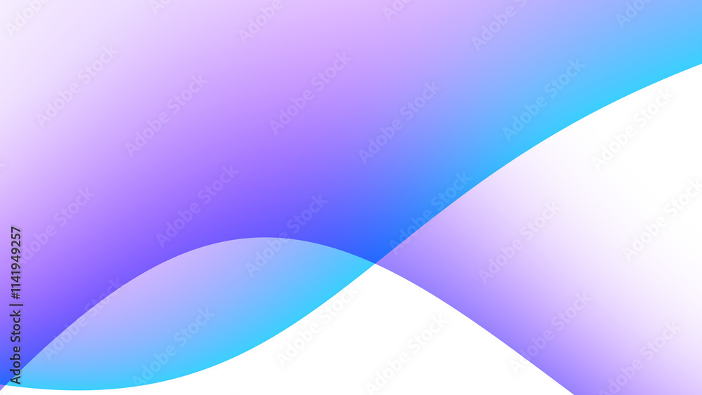 Poster Blurred transparent gradient background. Elegant blue wavy line on Transparent png overlay background