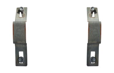 Handle. Metal mounting clamp, screw, attachment to beam and metal, pipe. On isolated transparent background.