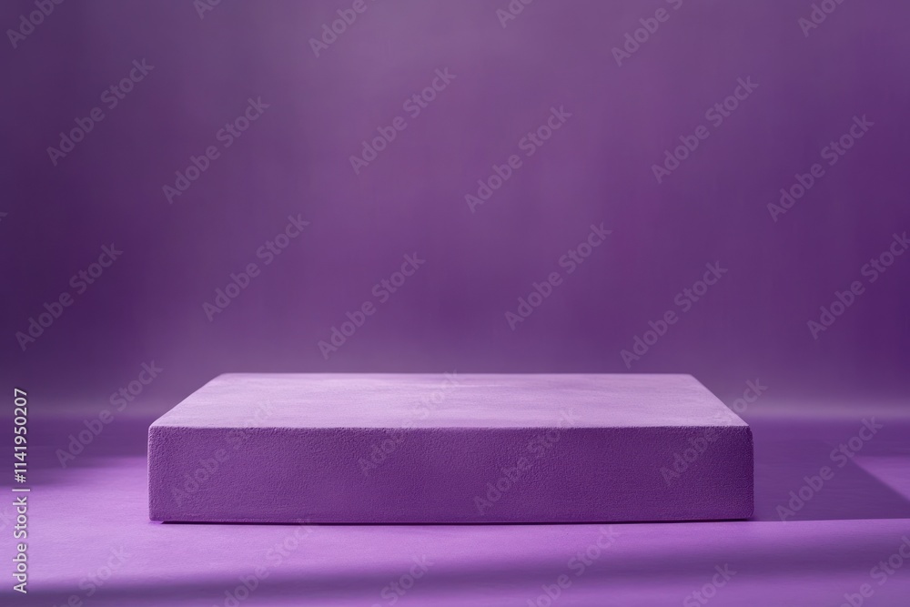 Poster Purple square podium on a purple background with soft shadow.