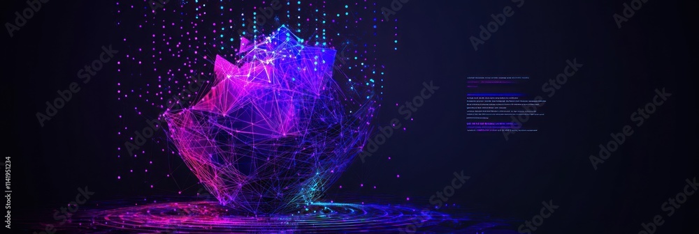 Leinwandbilder abstract polygon structure with data falling.