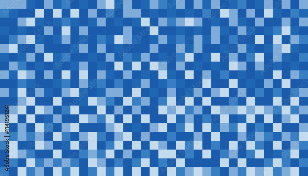 Aufkleber blue mosaic pattern. abstract square pixels background of geometric shapes. pixel landscape. blue sq