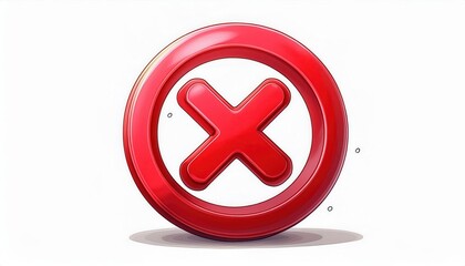 Fototapeta premium 3D Red Cross Symbol Icon with Circular Border for Error, Denial, Cancel, or Incorrect Actions. Ideal for UI Design, Warning Signs, Game Over Screens, and App Interfaces in Modern Vector Graphics