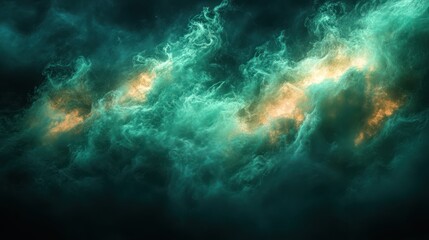 Fototapeta premium Teal and orange swirling smoke cloudscape.