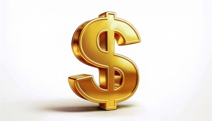 Fototapeta premium Shiny 3D Golden Dollar Symbol Icon. Perfect for Finance, Wealth, Currency Design, Investment, Economic Graphics, Digital Assets, Branding, Money Concepts, Financial Apps, and Business Logos