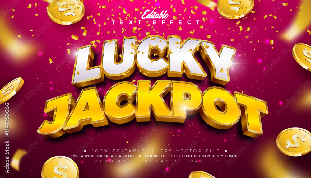 Fototapete lucky jackpot 3d text effect design editable and scalable vector graphic style effect with shadow an