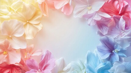 Pastel Flowers Create a Rainbow Border Frame