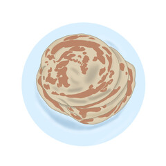 hand drawing roti canai, roti canai is a famous Malaysian flatbread.