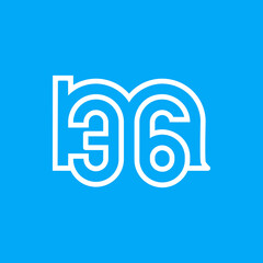 the logo consists of the letter m and number 36 combined. Outline and elegant.