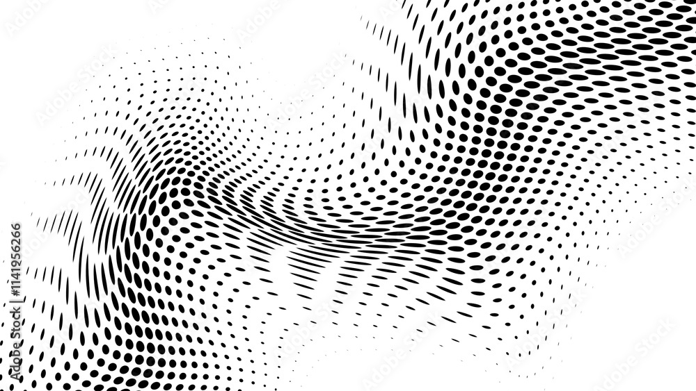 Poster Wavy fractal texture background. Elegant black wavy line on Transparent png overlay background
