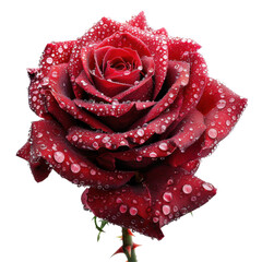 Captivating Close-Up of a Delectable Red Rose Surrounded by Glimmering Raindrops