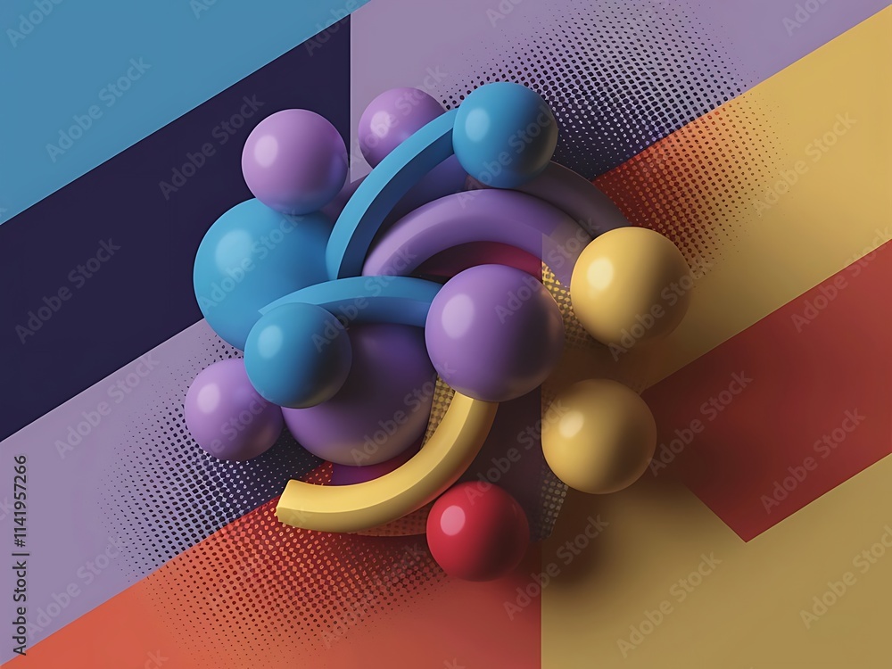 Poster gradients of balls shapes minimal coating design vector geometric illustration halftone 3d abstract 