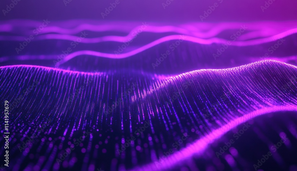 Poster abstract purple wave pattern with vibrant light.