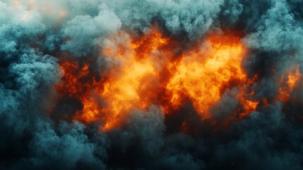 Fototapeta premium Fiery Inferno: 3D Render of a Volcanic Eruption's Smoke and Flames. AI Generated