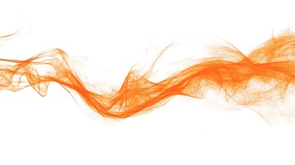 Vivid orange smoke curls dynamically in digital abstract art on white.. AI Generated