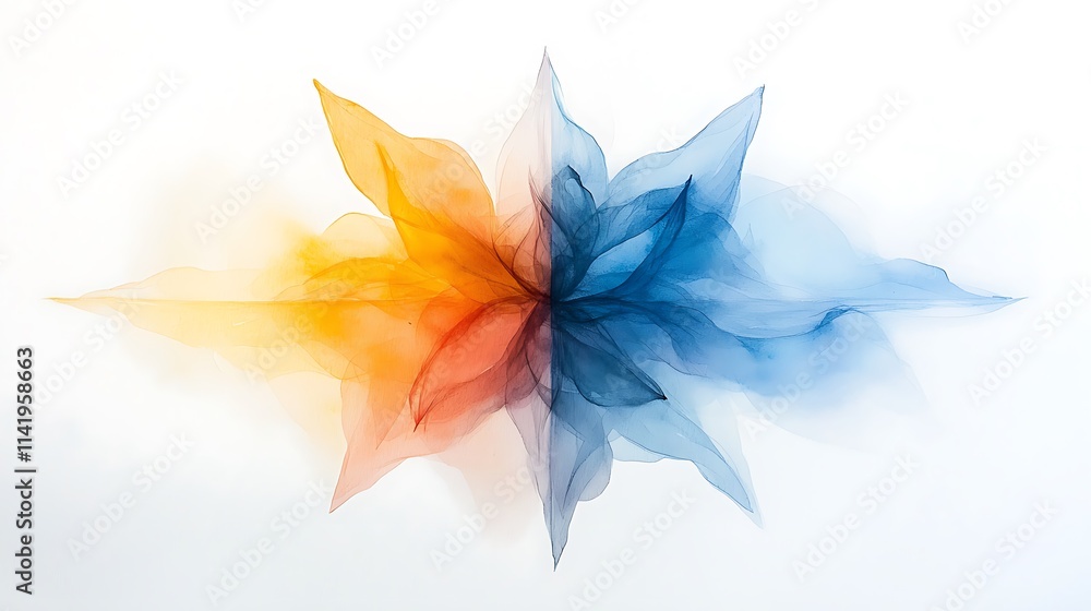 Poster dynamic abstract art fusion of warm and cool colors digital design minimalist style