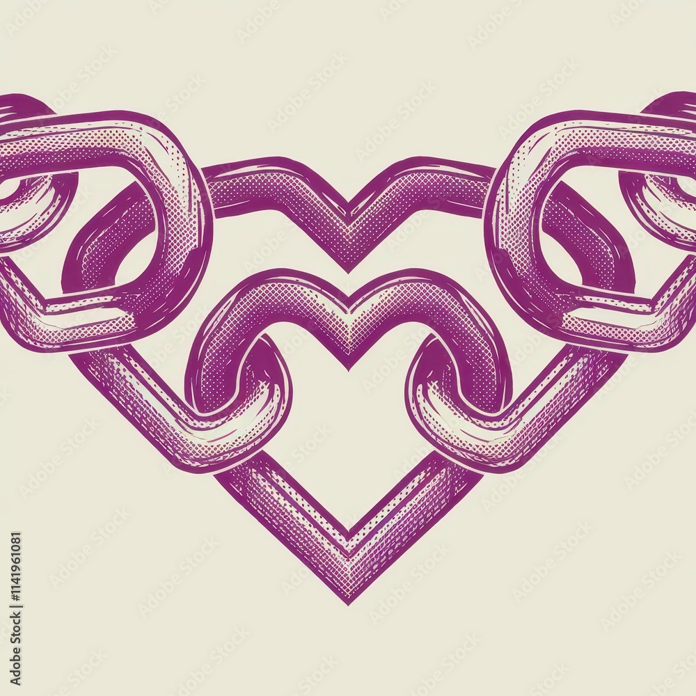 Poster interlocking chain links forming a heart shape