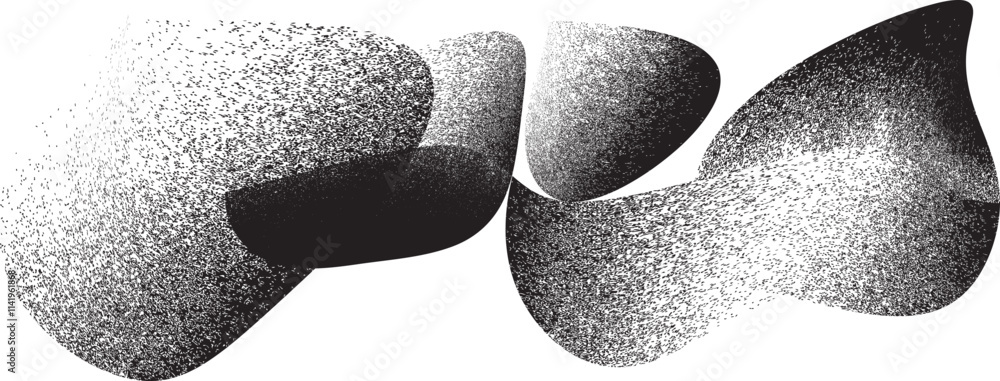 Aufkleber Glitch distressed grungy abstract forms . Blob shape organic. Screen print texture. Template for presentation, banner . Fluid shape .Grunge textured . Liquid vector shapes with distress texture .