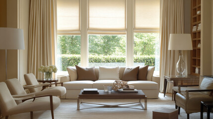 Fototapeta premium Window curtains are versatile fabric coverings designed to hang over windows, offering privacy, light control, and a decorative touch. 