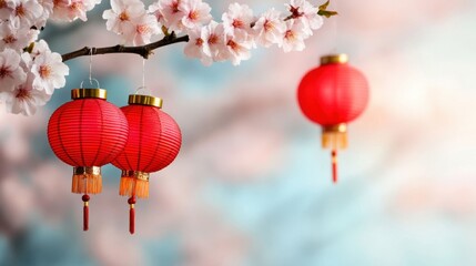 Red Lanterns Swaying Gently in a Serene Atmosphere