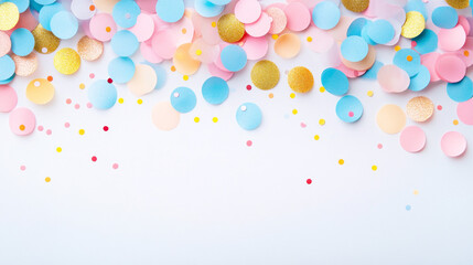 confetti border frame on white surface and copy space 