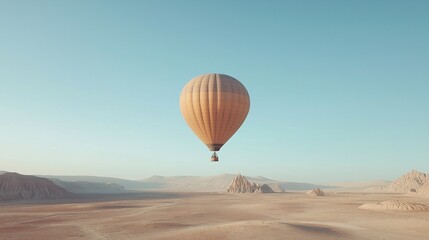 Fototapeta premium soaring hot air balloon in a clear blue sky, representing freedom, elevation, and achieving goals in a limitless horizon