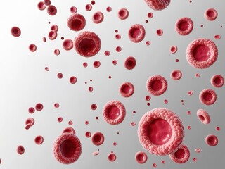 Fototapeta premium Immune system antibody prevention concept. Microscopic view of red blood cells floating in a reflective environment.